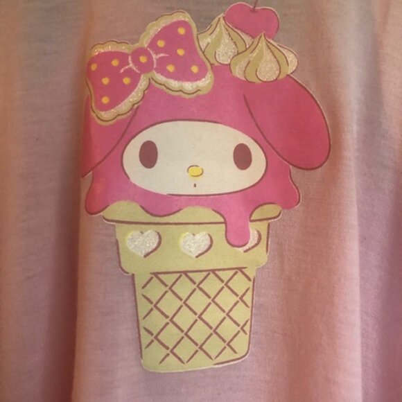 Japan LA My Melody Pink Tank Top Shirt Teal Bow Ice Cream Cone Small - Picture 4 of 11